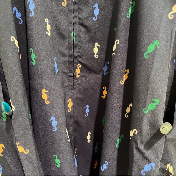 NWOT ModCloth Living Lightheartedly Navy Seahorse Pattern Sundress w/pockets 00 - Picture 3 of 6